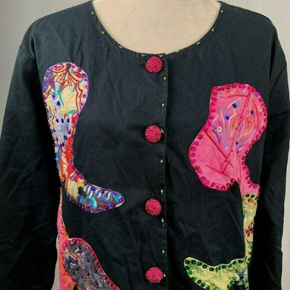 Vintage 90s Western Jacket M Applique Sequins - Picture 2 of 8